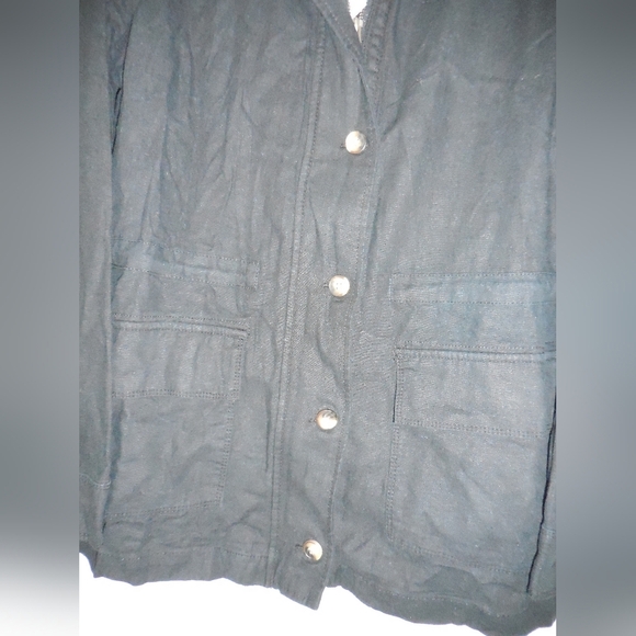 Nwt Market & Spruce Womens Linen Rayon Black Cargo Utility Button Zip Up Jacket - Picture 3 of 5